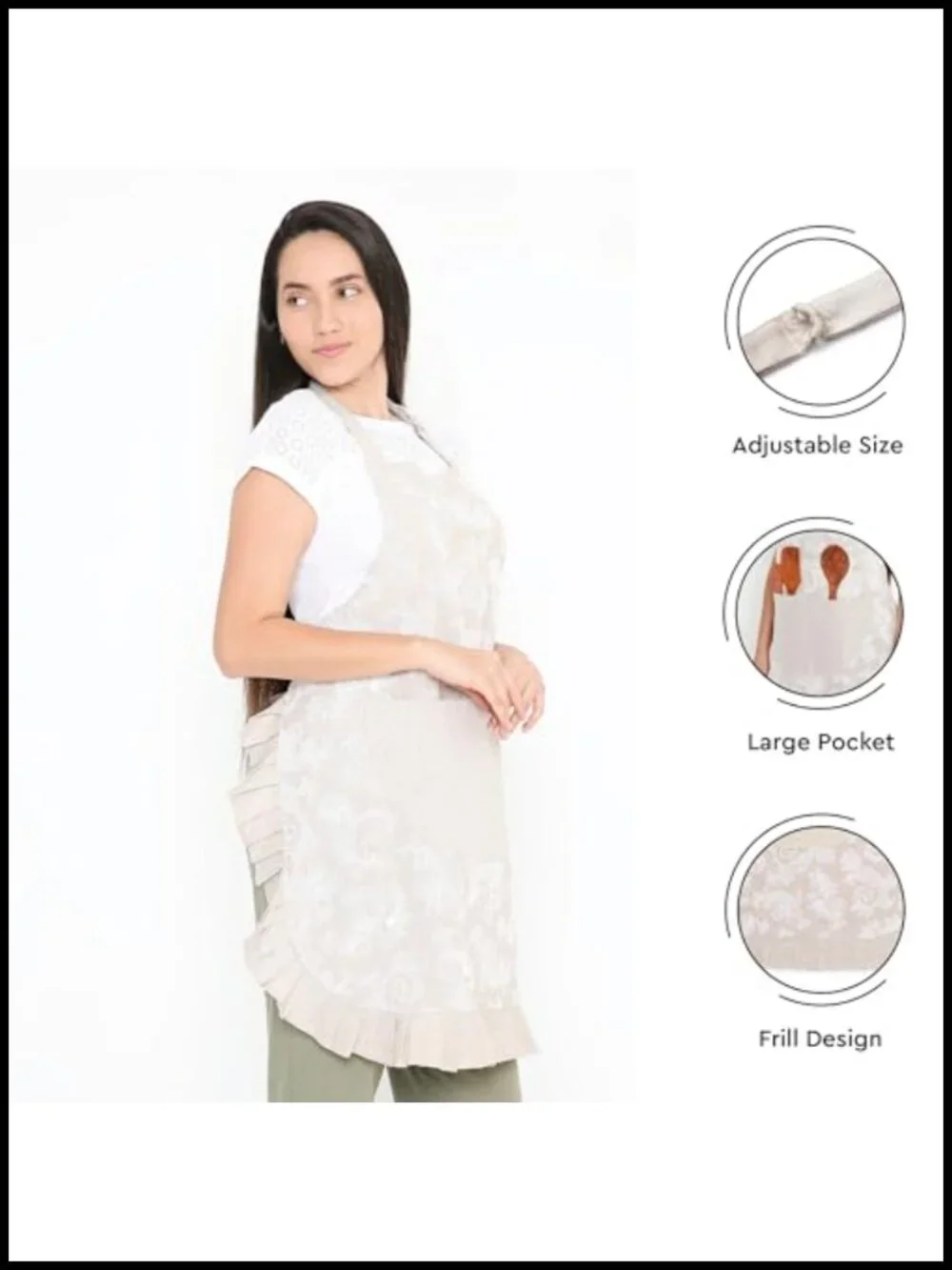 Cotton Cooking Apron with Pockets and Towel Holder